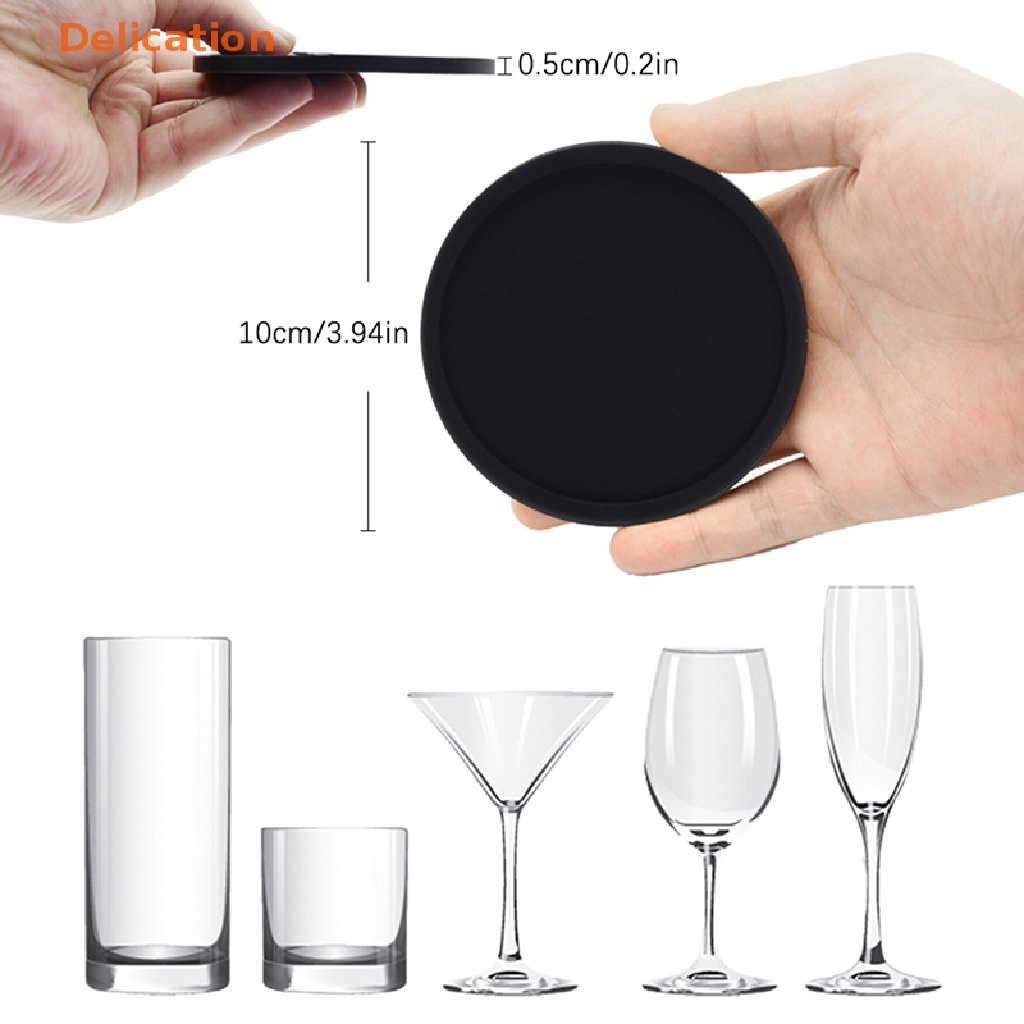 Bộ 6 Đế Lót Ly Hình Tròn Bằng Silicon Chống Trượt Kèm Giá Đỡ Tiện Dụng