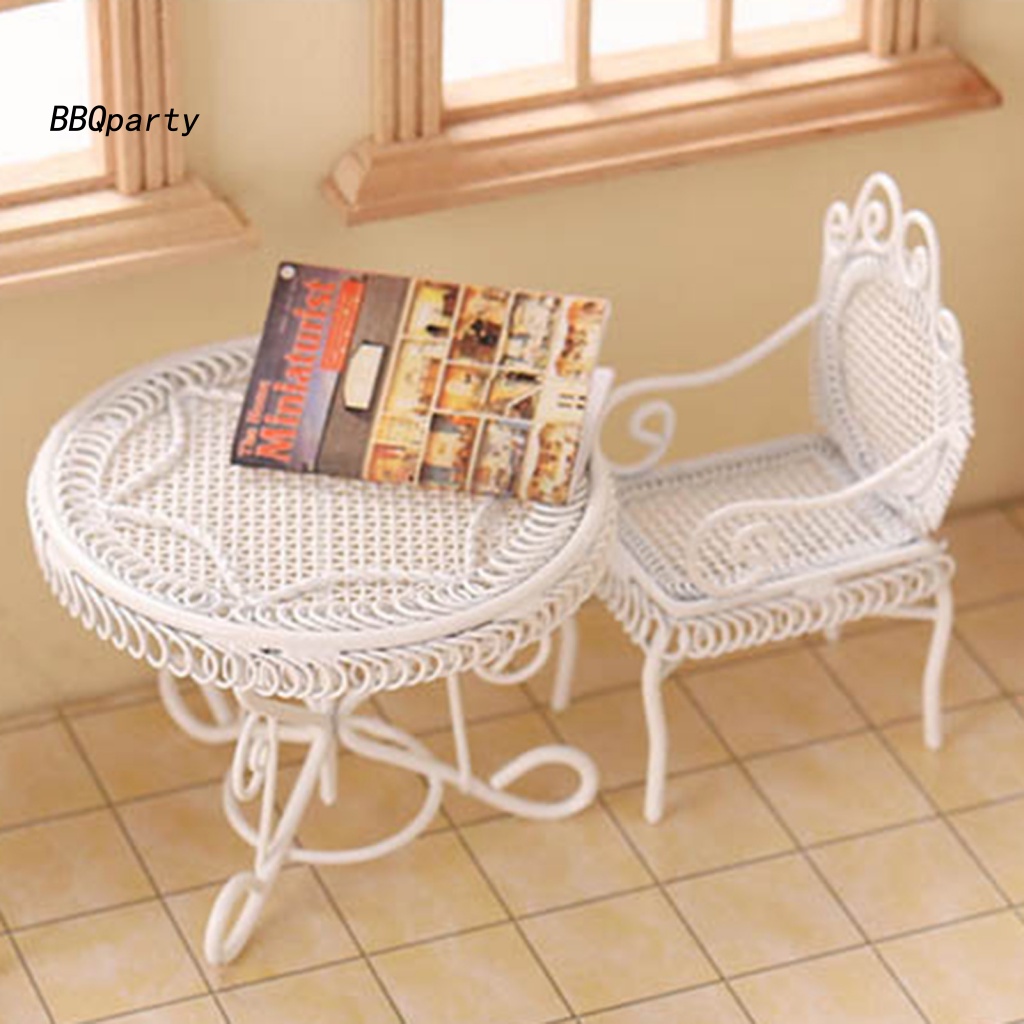 Mô Hình Bàn Ghế Tròn Bằng Sắt Dễ Phối Đồ Trang Trí Nhà Búp Bê