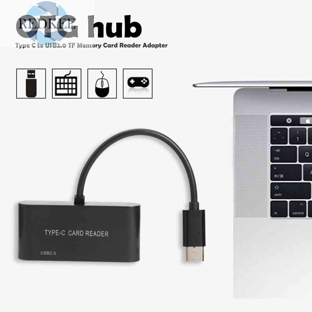 Đầu Đọc Thẻ Nhớ 3 Trong 1 Type C Sang USB 2.0 TF OTG Hub Cho Macbook