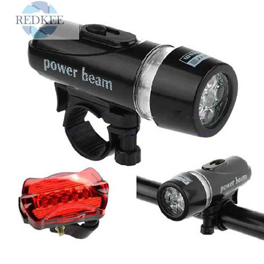 (MớI) Bộ ĐèN Pha Trước Sau 5 LED Cho Xe ĐạP