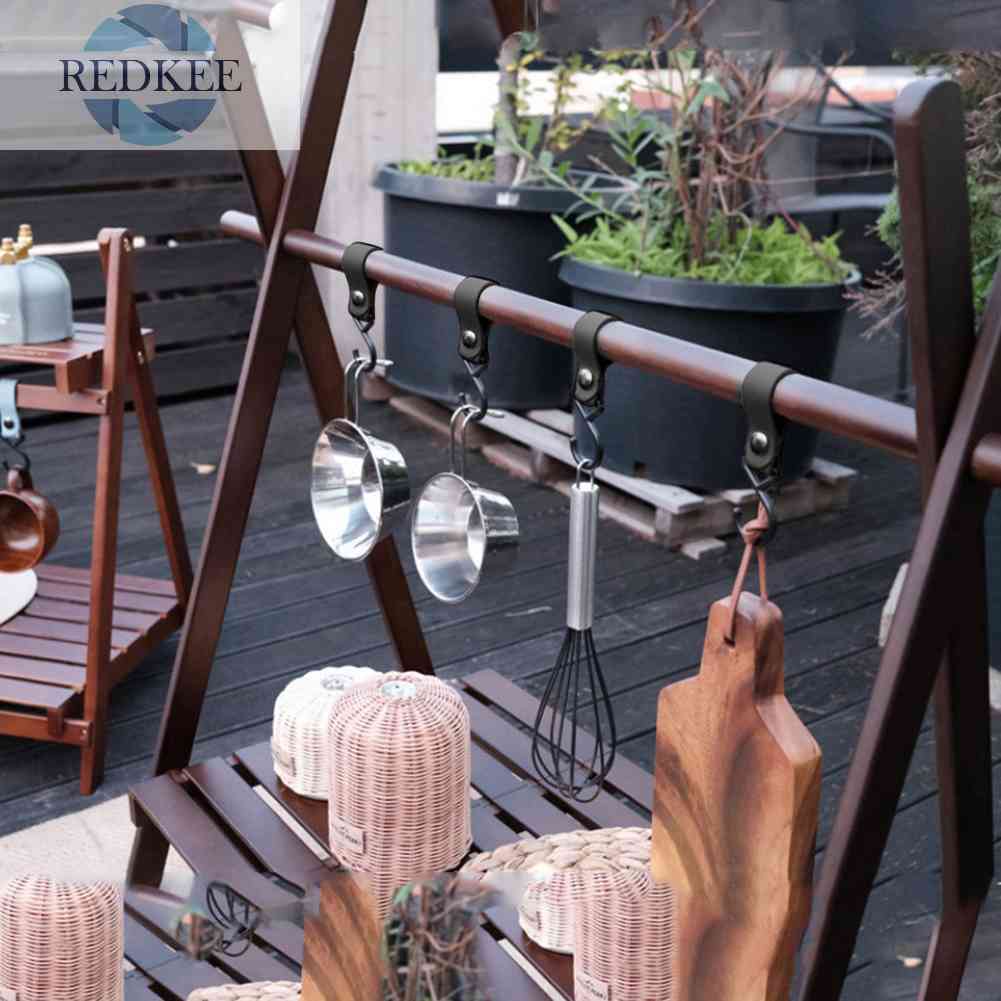 Bộ 4 Móc Treo Nồi Bằng Da PU Tiện Dụng Khi Đi Cắm Trại Giá Đỡ