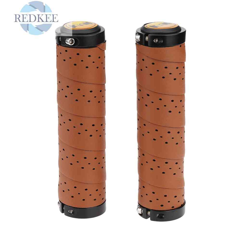 Set 2 Bọc Tay Lái Xe Đạp Bằng Da Chống Trượt Phong Cách Vintage