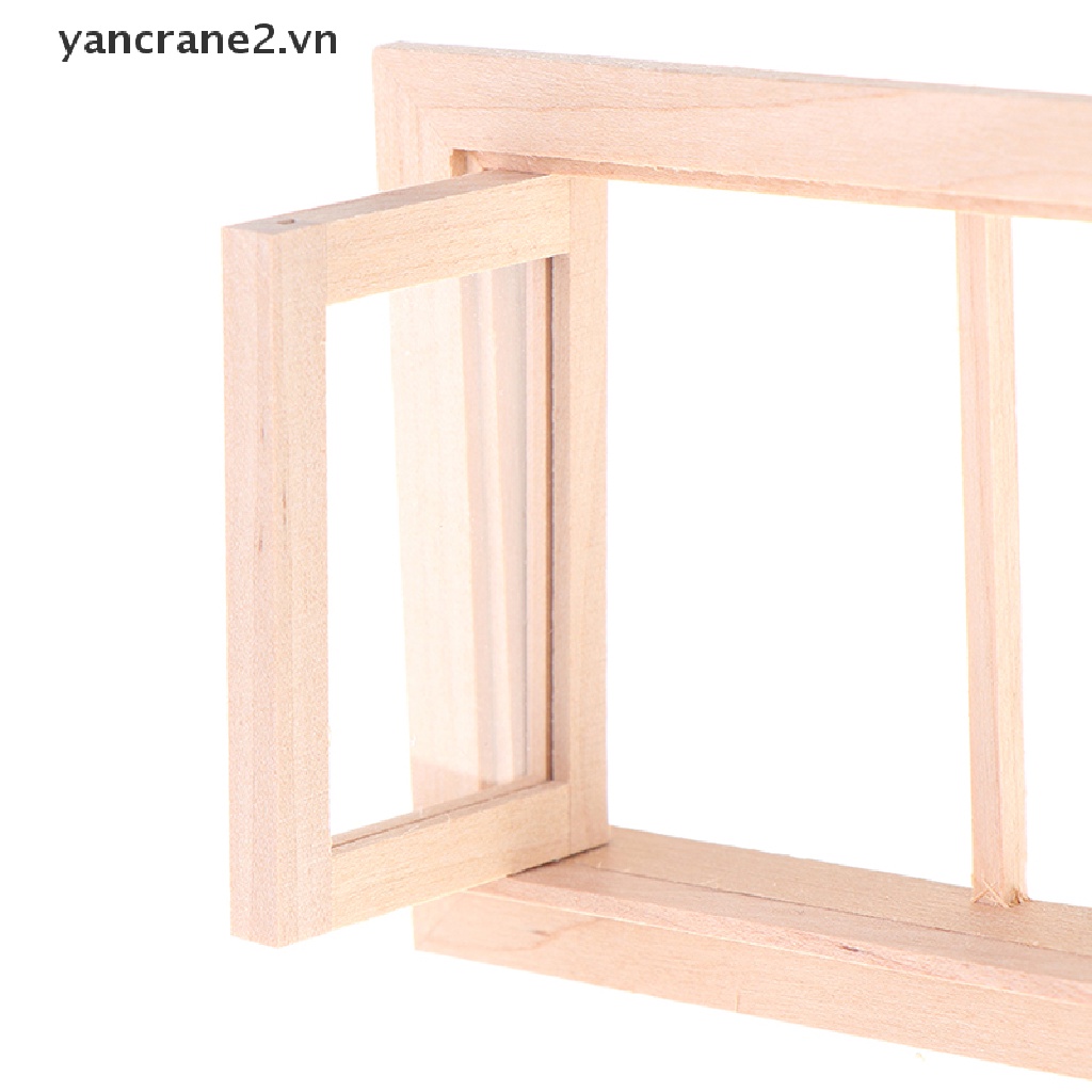 Mô Hình Cửa Sổ 2 Pane DIY Bằng Gỗ Tỉ Lệ 1 / 12 Trang Trí Nhà Búp Bê {yancrane2.vn