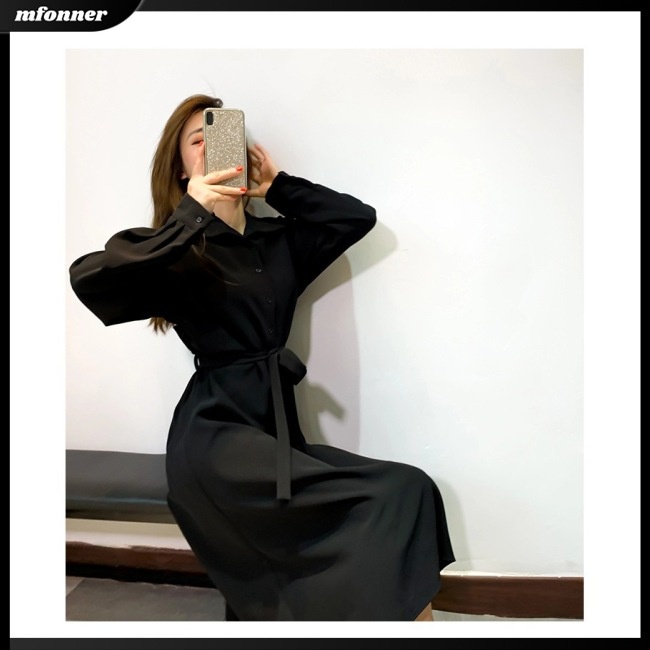 Đầm Dài Tay Màu Trơn Thiết Kế Đơn Giản Thanh Lịch Thời Trang Dành Cho Nữ