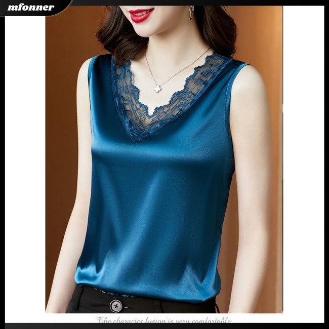 Áo Satin Sát Nách Dáng Rộng Màu Sắc Thời Trang Mùa Hè Cho Nữ Có Size Lớn