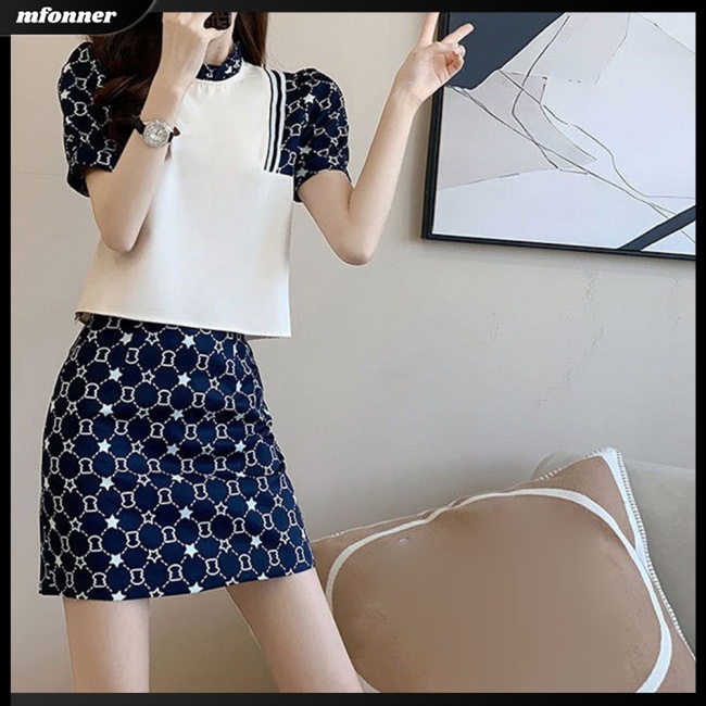 Set Áo Thun Ngắn Tay Cổ Tròn + Chân Váy 2 Mảnh Thời Trang Nữ