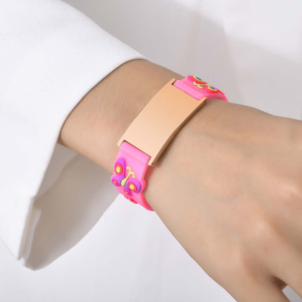 Vnox Vòng Đeo Tay Silicone Điều Chỉnh Được Bằng Thép Không Gỉ Dành Cho Bé Trai Bé Gái