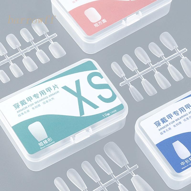 Bộ 100 Móng Tay Giả Bằng Acrylic Trong Suốt Che Phủ Toàn Diện