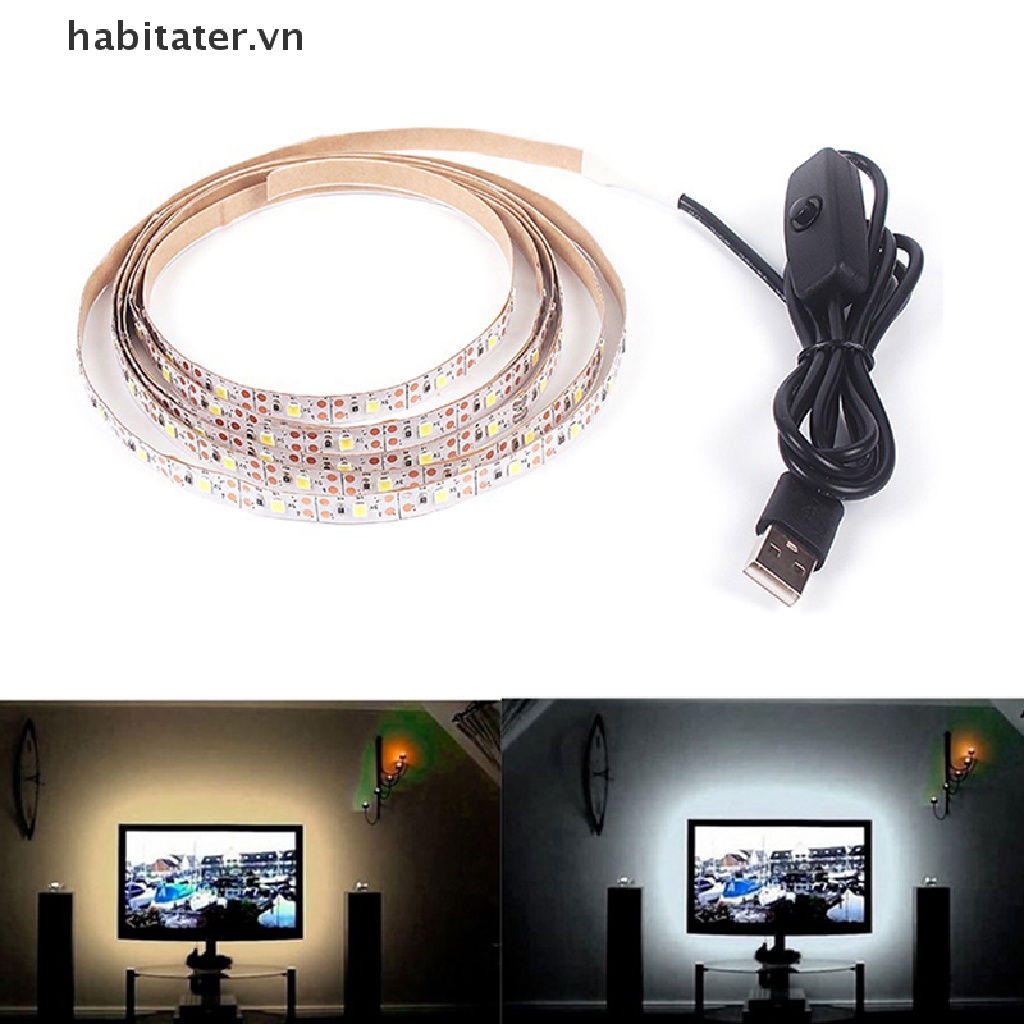 Cuộn Dây Đèn LED Trắng Ấm Áp DC 5V USB 2835 5050 RGB Tira Dài 1M Dùng Để Trang Trí Phông Nền TV