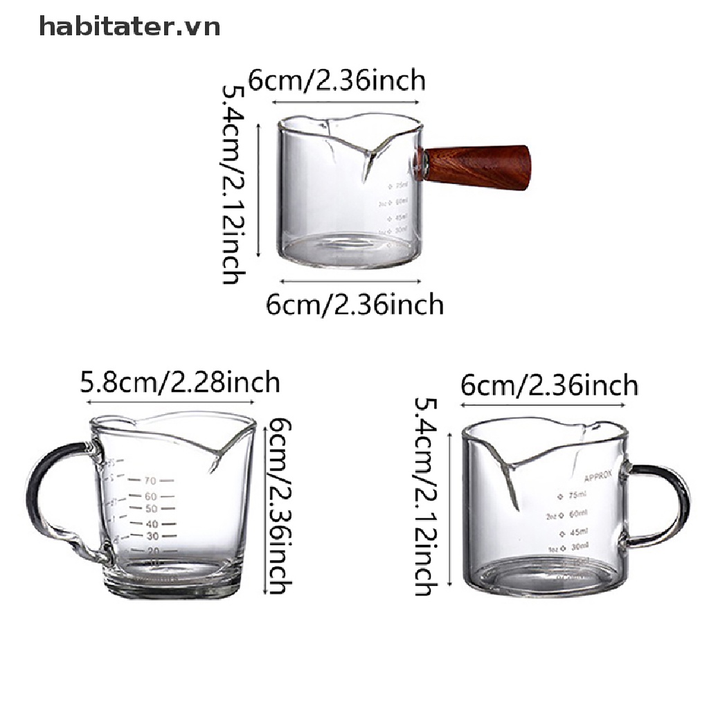 Cốc Đong Bằng Thủy Tinh Borosilicate 70 / 75ml Hai Đầu Có Tay Cầm