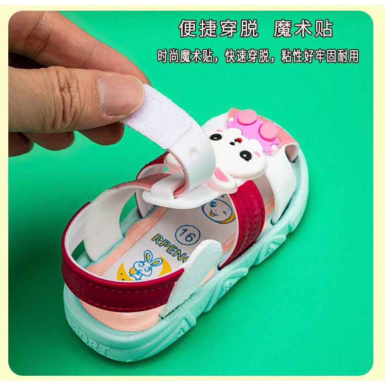 Xăng đan Đi Biển Quai Dán Đế Mềm Hình Thỏ Dành Cho Bé Trai Bé Gái