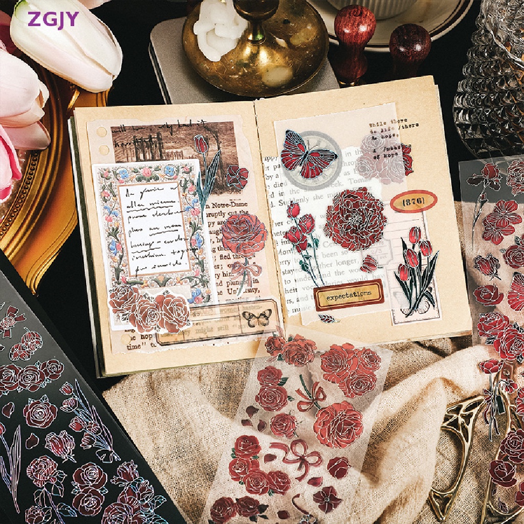 Bộ 3 Miếng Dán Hình Hoa Trang Trí Phong Cách Vintage Mới