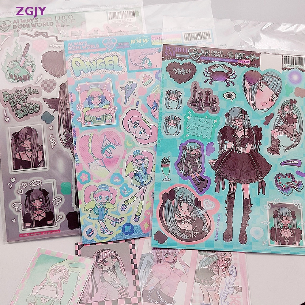 Miếng Dán Trang Trí Sổ Tay / Nhật Ký / Điện Thoại Hình Cô Gái Hoạt Hình ZGJY Dễ Thương DIY Mới