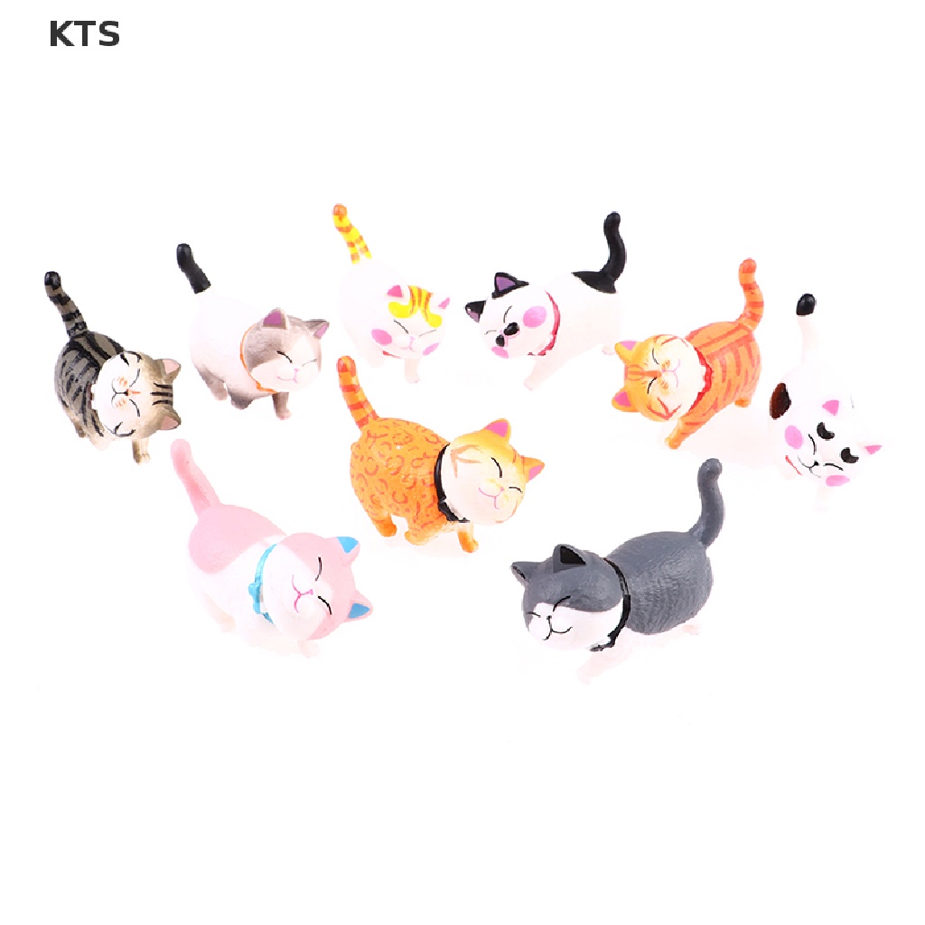 Set 9 Mô Hình Mèo Bằng Nhựa 5cm Dễ Thương Dùng Để Trang Trí
