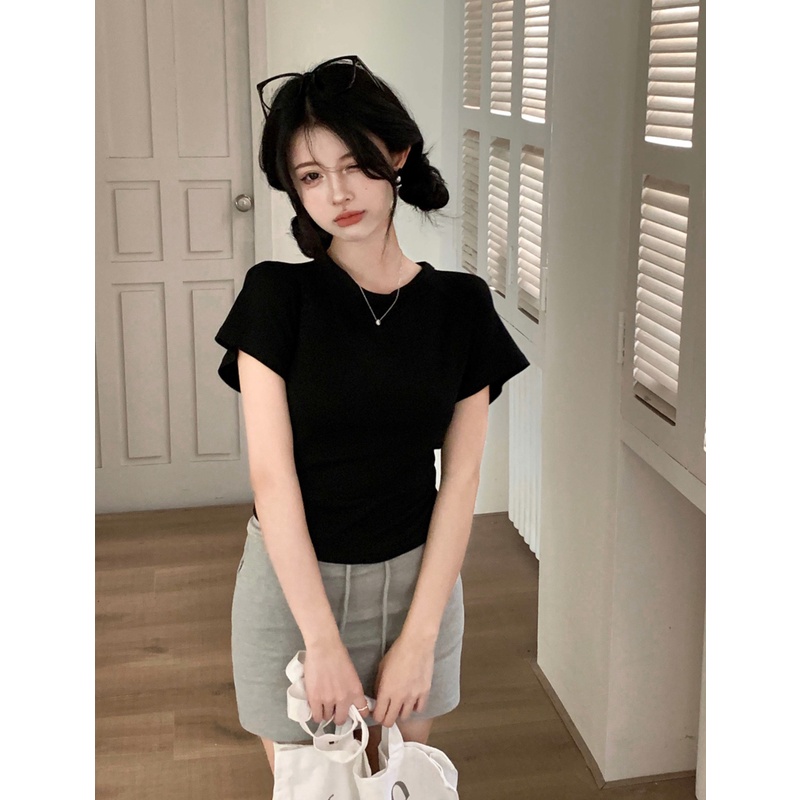 Áo Thun Ngắn Tay Cổ Tròn Dáng Ôm Thời Trang Mùa Hè Dành Cho Nữ