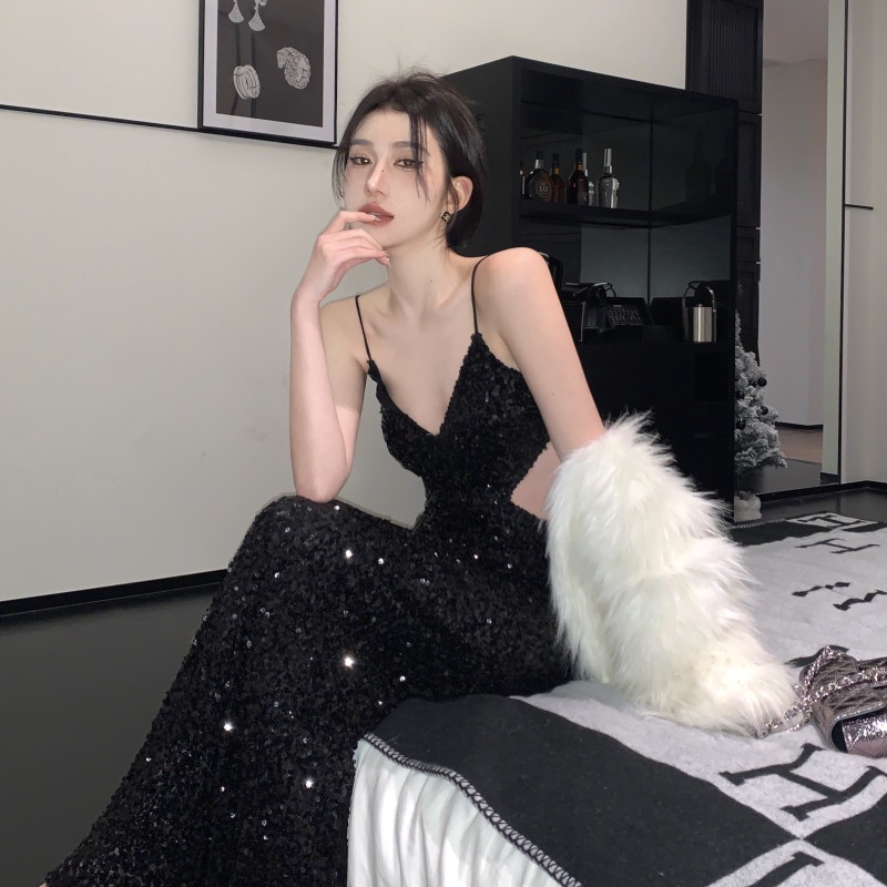 Đầm maxi Đính Kim Sa Lấp Lánh Quyến Rũ