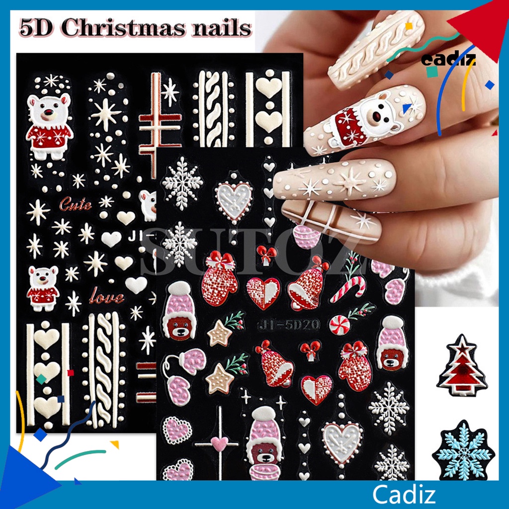 Miếng Dán Trang Trí Móng Tay Hình Bông Tuyết 3D Không Phai Màu