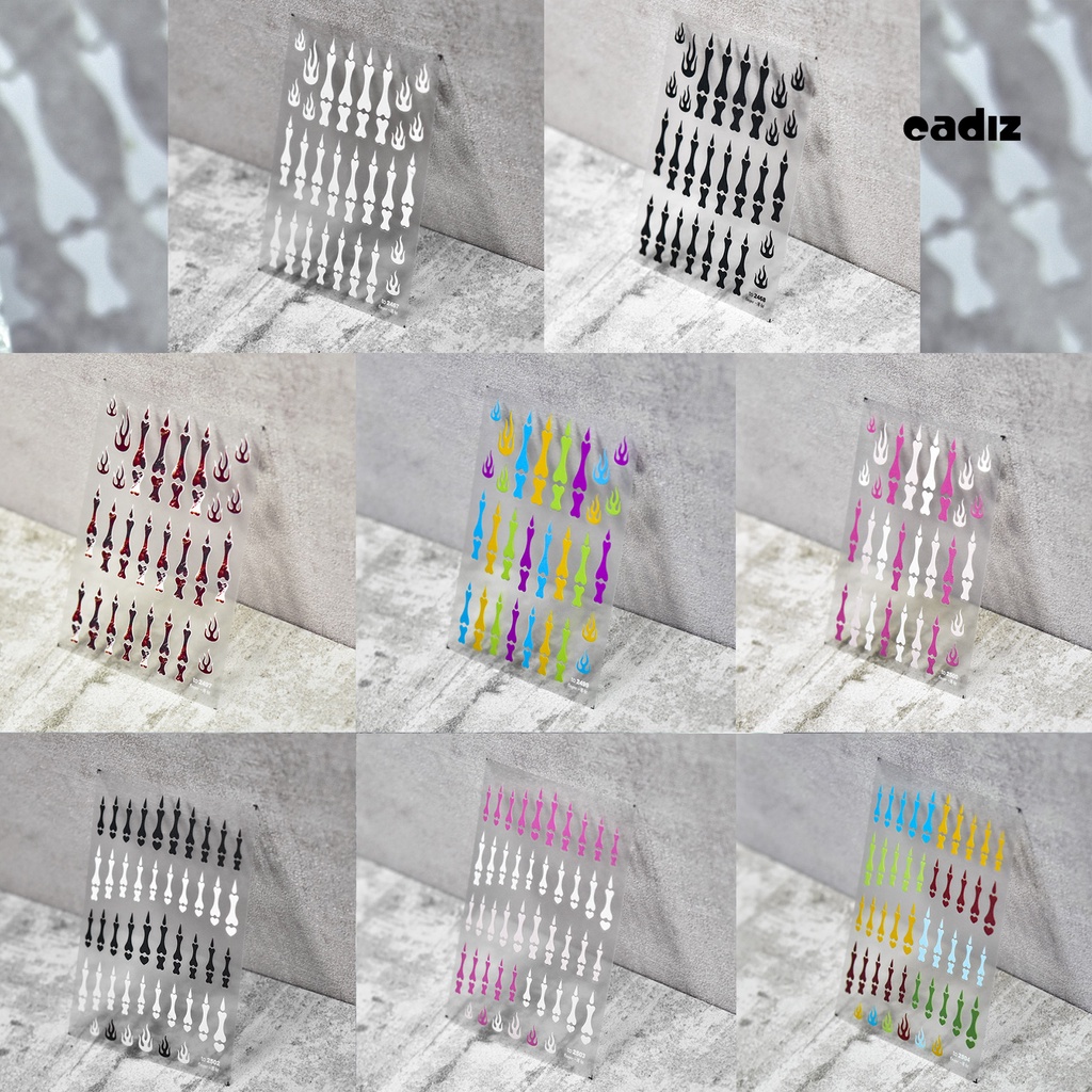 Nhãn Dán Trang Trí Móng Tay Họa Tiết Xương Kinh Dị 5D DIY