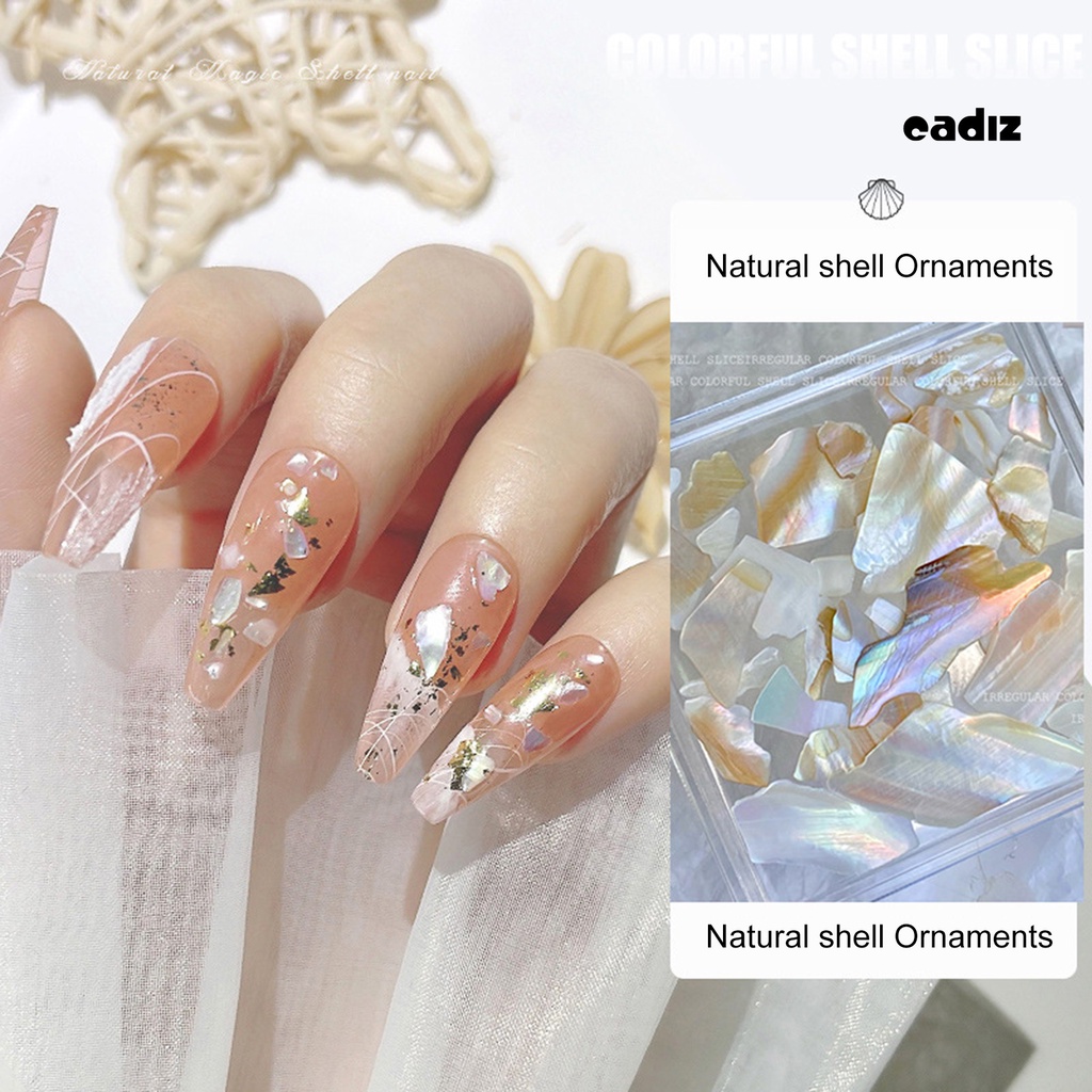 1 Hộp Vỏ Sò Tự Nhiên Siêu Mỏng Trang Trí Móng Tay Chống Rơi DIY