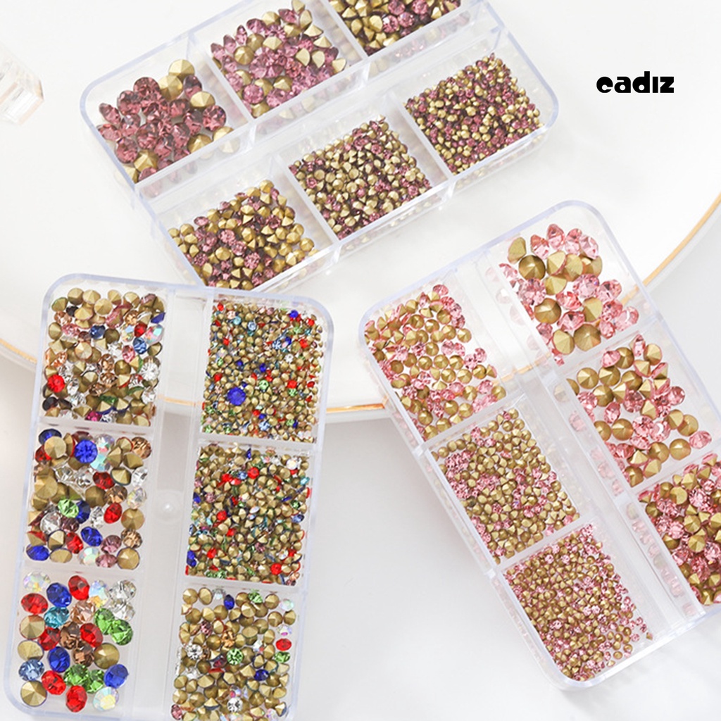 1 Hộp Đá 6 Ngăn Đựng Phụ Kiện Trang Trí Móng Tay Chống Nước Chống Oxy Hóa