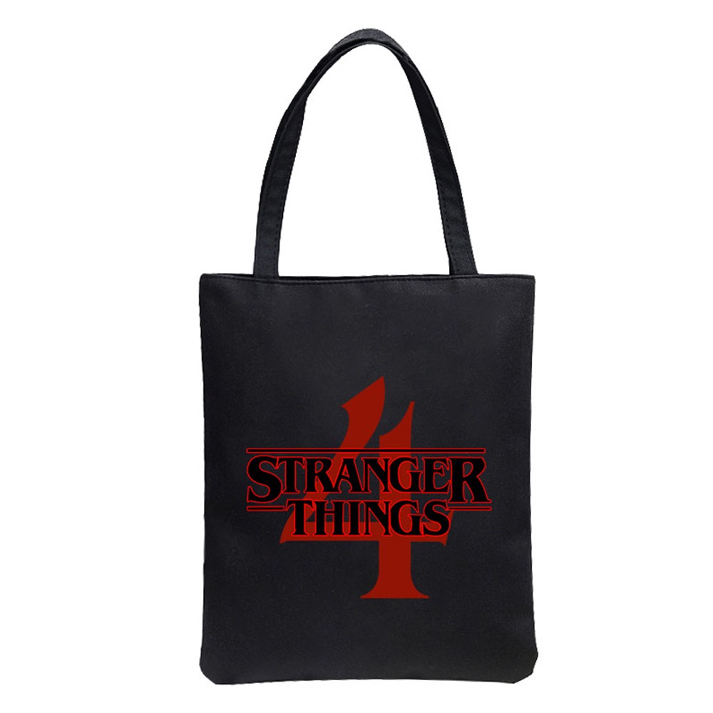 Túi Xách Canvas In Chữ Stranger Things Thời Trang