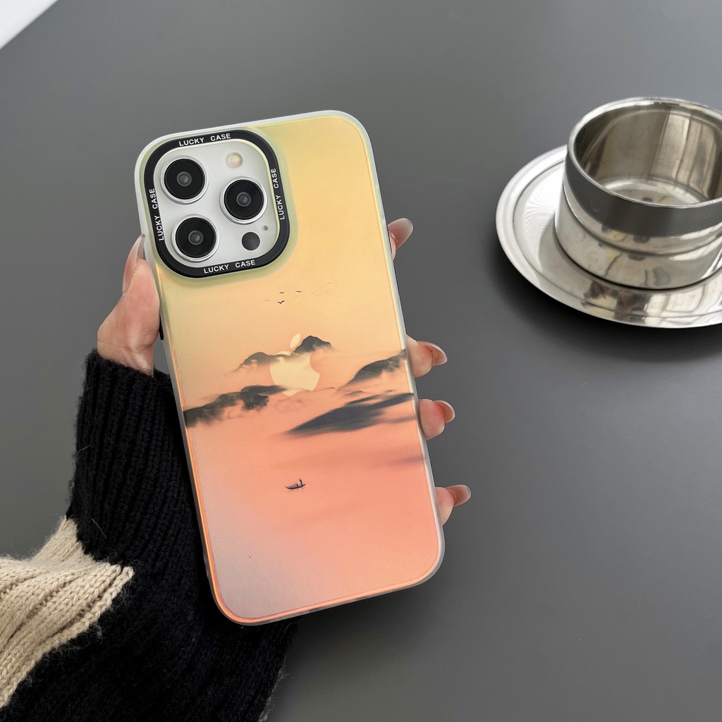 Ốp Điện Thoại TPU Silicon Mềm Chống Sốc Chống Rơi In Họa Tiết Phong Cảnh Dành Cho iPhone 14 13 12 PRO MAX