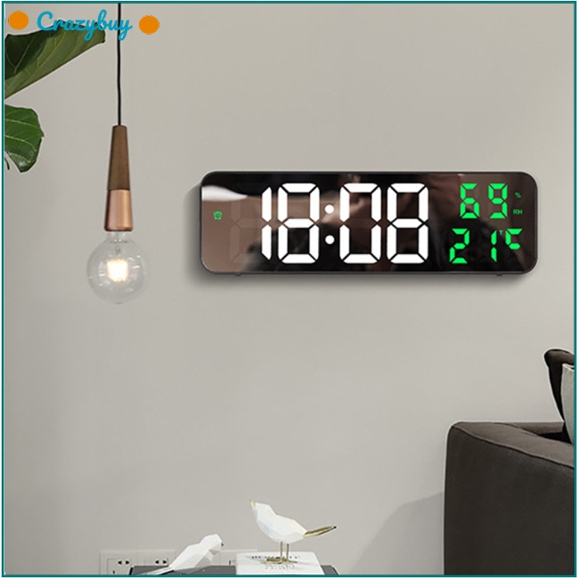 Cr Đồng Hồ Báo Thức Điện Tử Màn Hình Led Cỡ Lớn Hiển Thị Nhiệt Độ Và Độ Ẩm Tiện Dụng