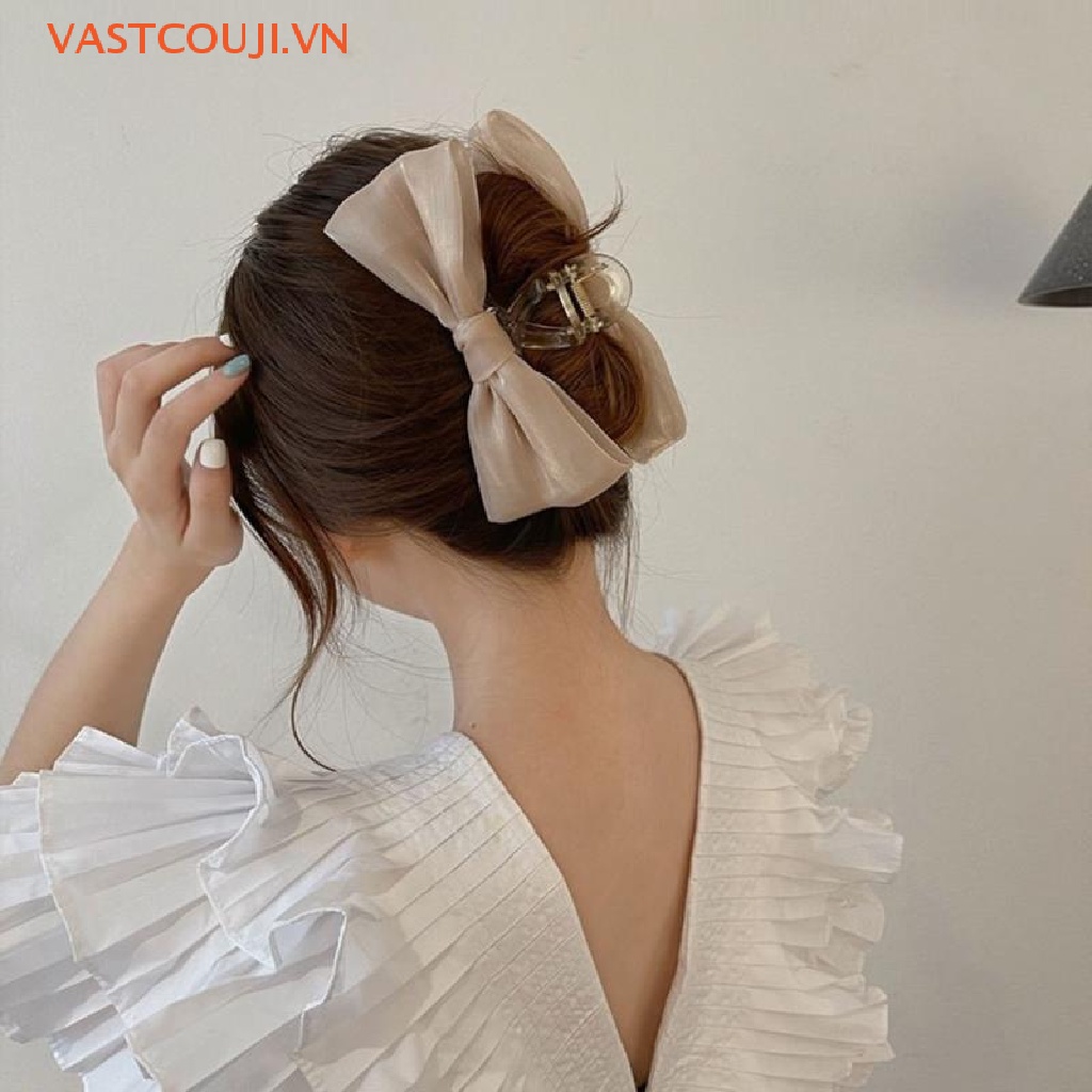 Kẹp Tóc Nơ Lưới Đính Ruy Băng Hình Cá Mập Thời Trang Hàn Quốc Cho Nữ