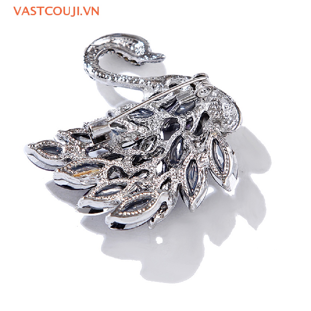 Trâm Cài Áo Hình Thiên Nga Đính Đá Zircon Kiểu Vintage Cho Nữ