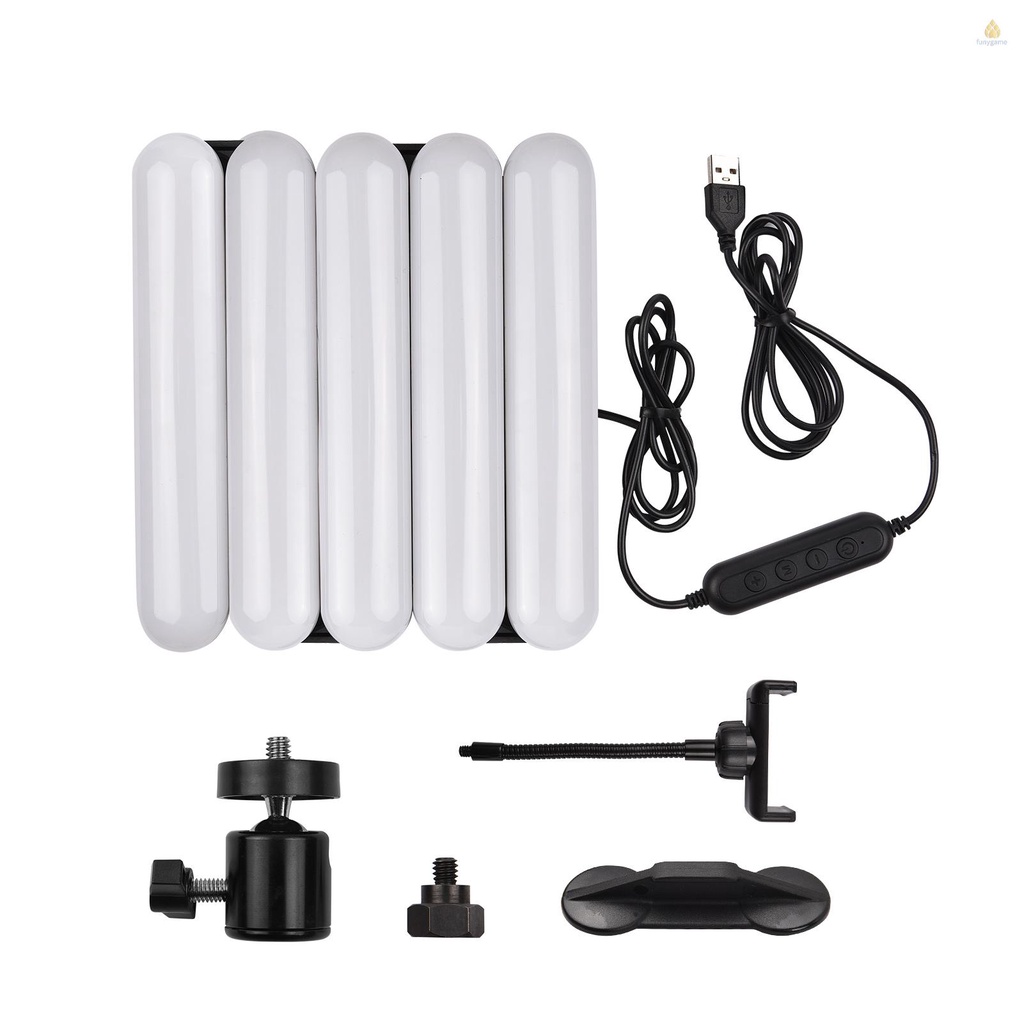 Đèn LED Gập 5-Planel 5 Chế Độ Sáng Với Kẹp Gắn Điện Thoại Có Thể Điều Chỉnh