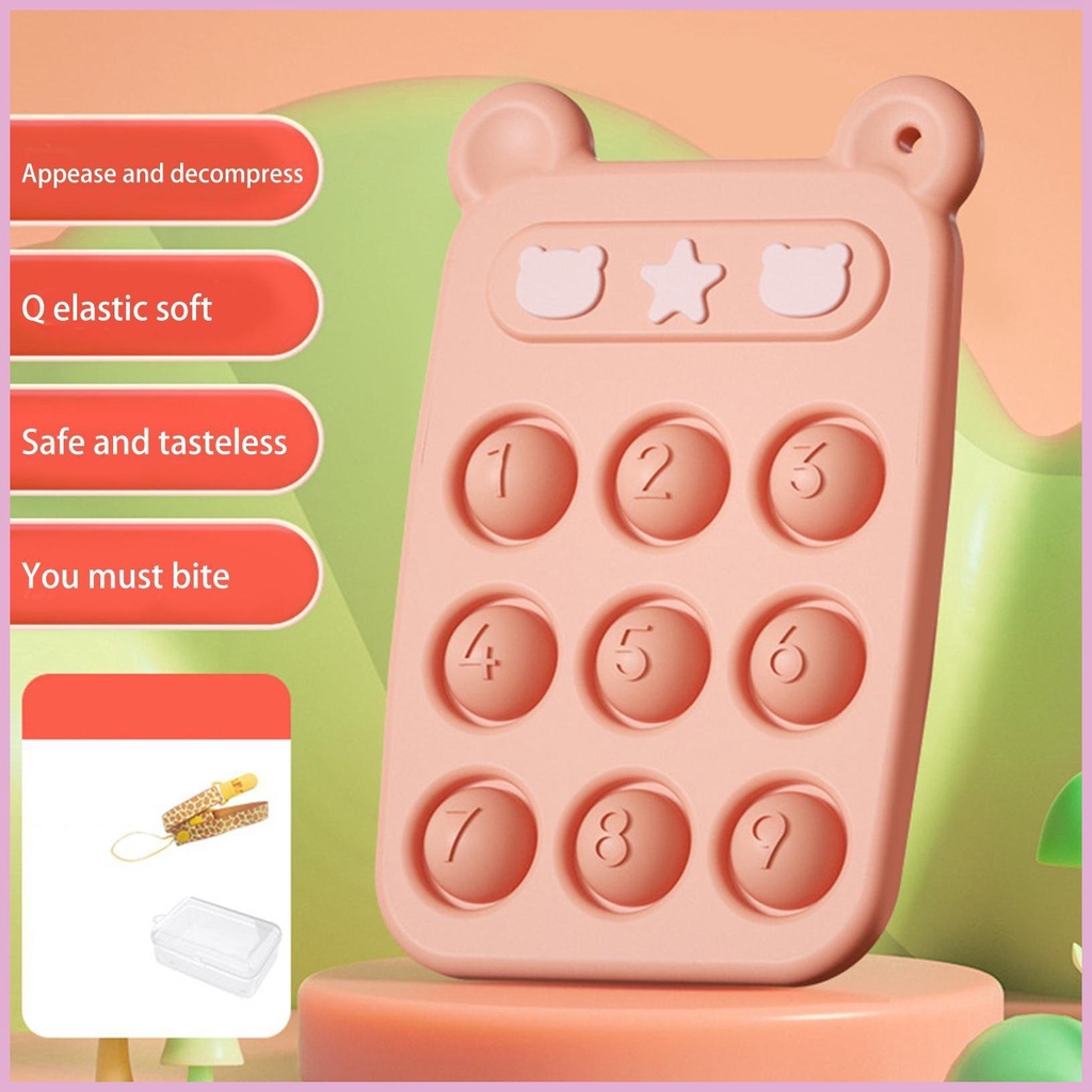 Đồ Chơi Gặm Nướu Bằng Silicone Có Nút Bấm Dành Cho Trẻ Em