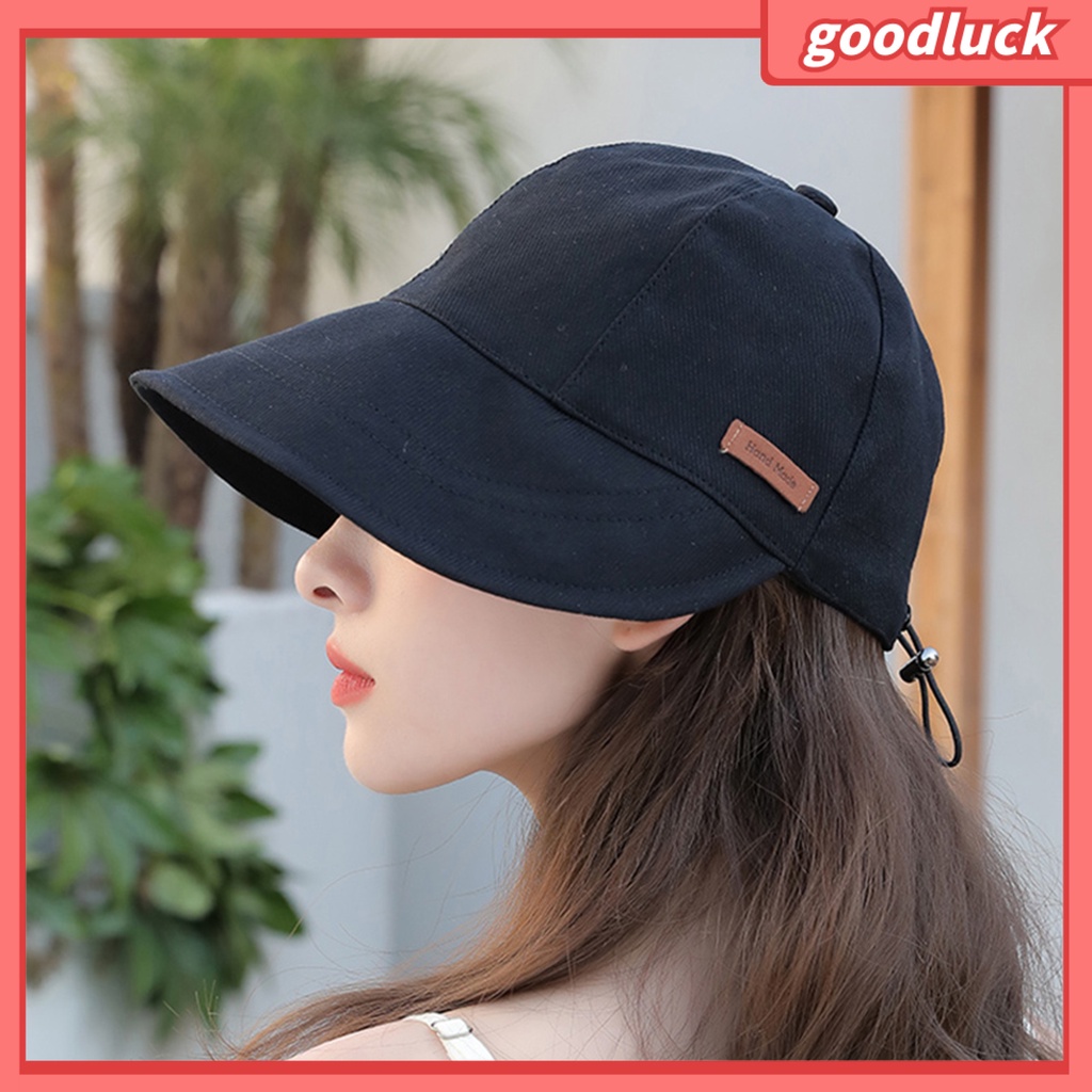 Mũ Chống Nắng Cotton Pha Mềm Mại Chống Tia UV Có Dây Rút Vành Rộng Có Thể Điều Chỉnh Được