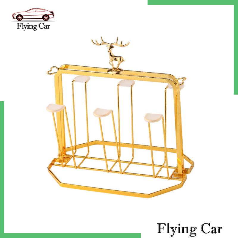 Giá Đỡ Cốc 6 Ngăn Bằng Kim Loại Sang Trọng Tiện Dụng Cho Văn Phòng / Lọ Gia Đình