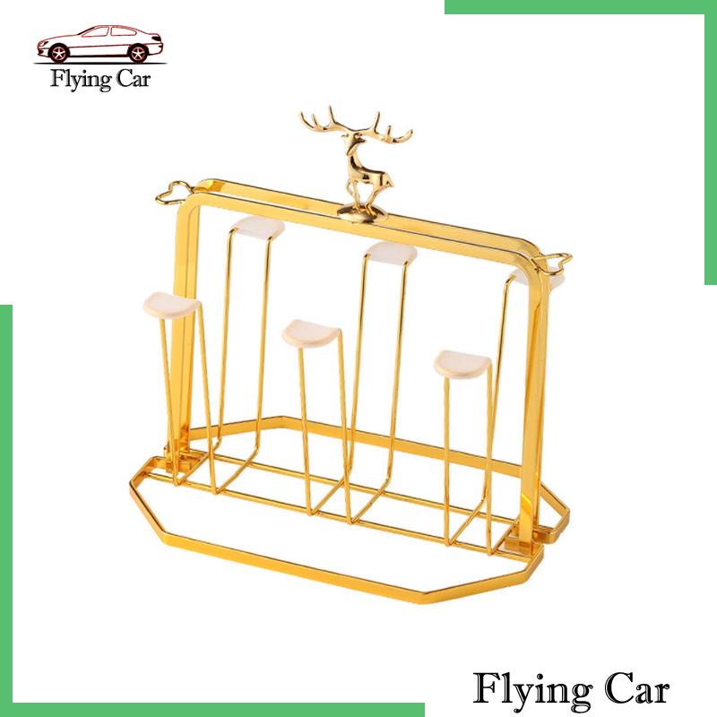 Giá Đỡ Cốc 6 Ngăn Bằng Kim Loại Sang Trọng Tiện Dụng Cho Văn Phòng / Lọ Gia Đình