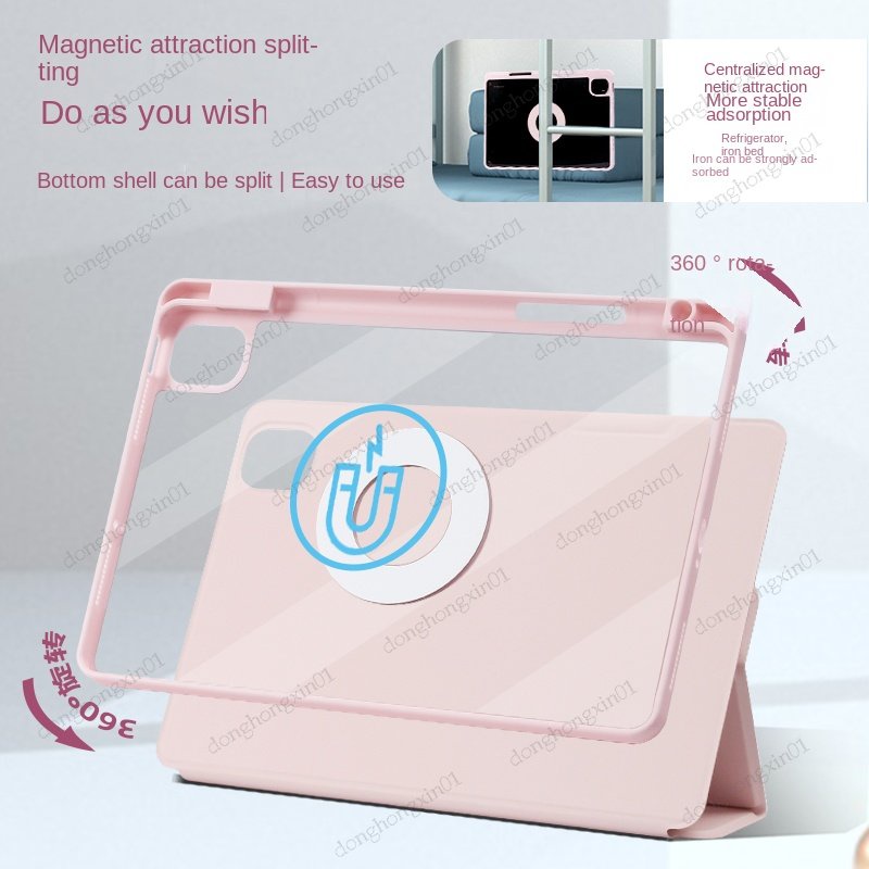 Ốp Bao Da Máy Tính Bảng Màu Đỏ Cho RedMi Pad 10.61 &quot;2022 360° Ốp Máy Tính Bảng Gắn Nhẫn Đỡ Nam Châm Cho XiaoMi Mipad5 Mi Pad 5 Pro 11 &quot;