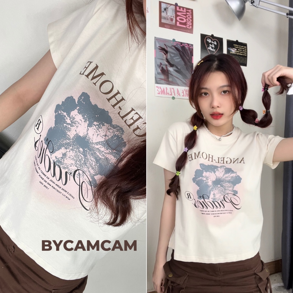 Áo Thun Baby Tee Single Hibicus - áo phông baby tee nữ Cotton Co Dãn 2023 hot trend 𝑩𝒚𝒄𝒂𝒎𝒄𝒂𝒎