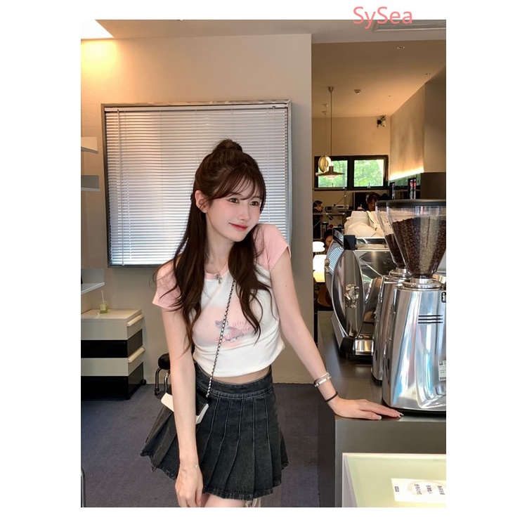 Áo Croptop In Hình Trái Tim Phong Cách Hàn Quốc Cho Nữ