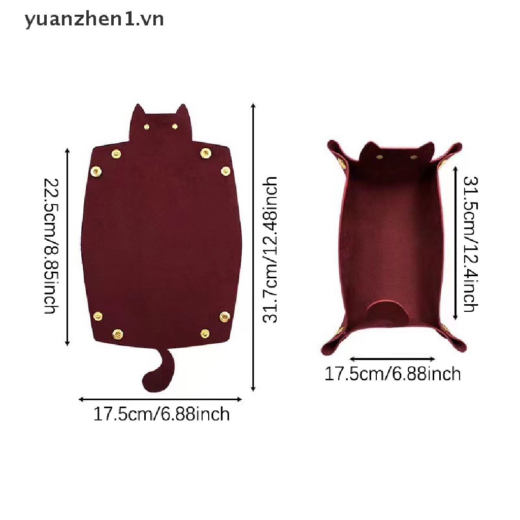 1 Khay Đựng Đồ Dùng Bằng Da Hình Mèo Dễ Thương