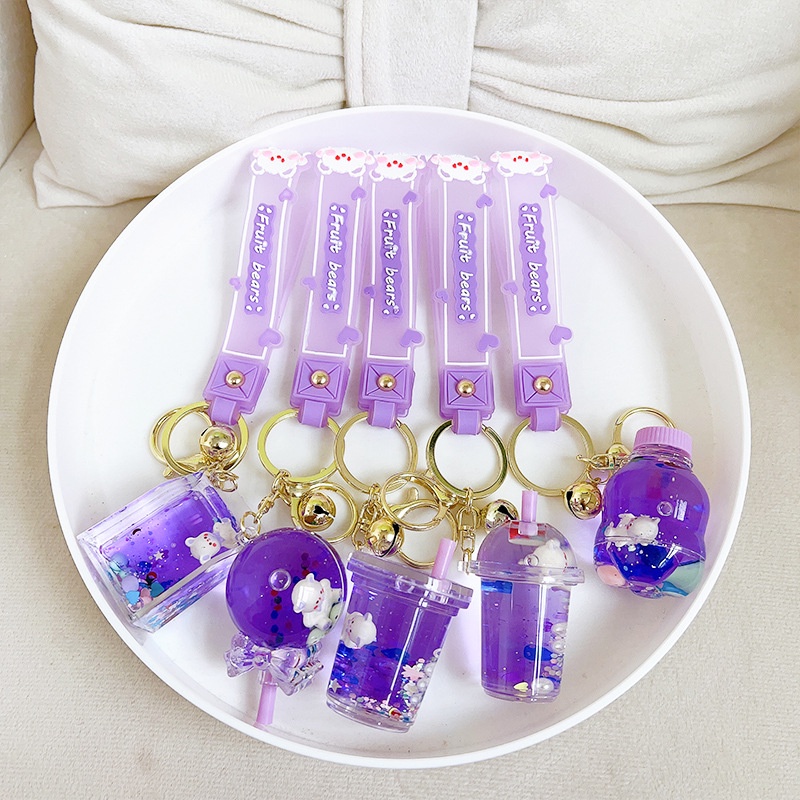 Móc Khóa Hình Ly Trà Sữa / Kẹo Mút Thắt Nơ Sáng Tạo Bằng Acrylic