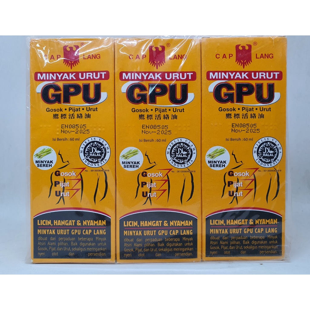 DẦU MASSAGE GPU GỪNG VÀ SẢ HÀNG NỘI ĐỊA CHÍNH HÃNG INDONESIA 60 ML