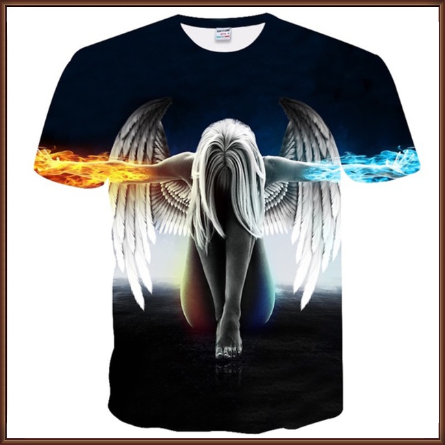Áo Thun Tay Ngắn In Hình Thiên Thần 3D Thời Trang Cho Nam Và Nữ