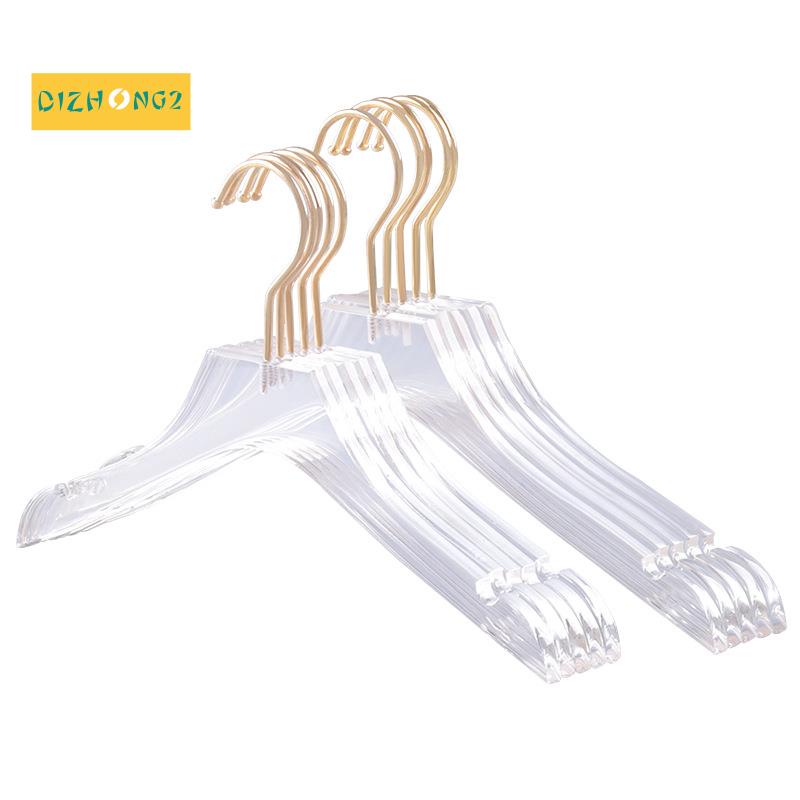 Set 5 Móc Treo Quần Áo Bằng Acrylic Trong Suốt Với Móc Màu Vàng Kim Cho Nữ