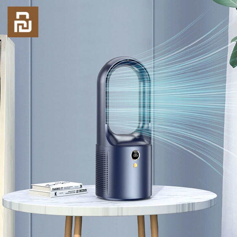 Xiaomi YouPin Quạt tích điện mini để bàn không cánh làm mát cực êm có đèn LED 6 cấp độ gió Để Bàn Không Cánh Tiện Dụng