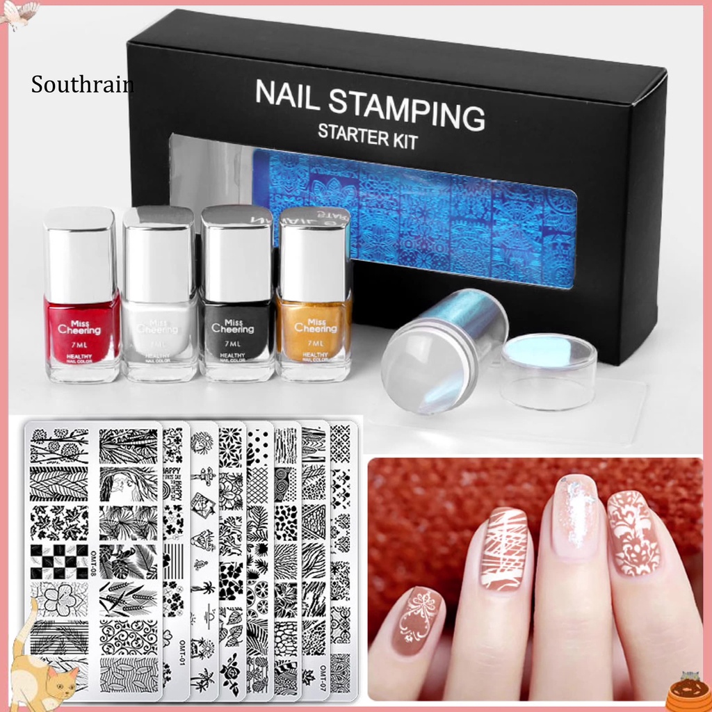 1 Bộ Khuôn In Hình Trang Trí Móng Tay Bằng Thép DIY