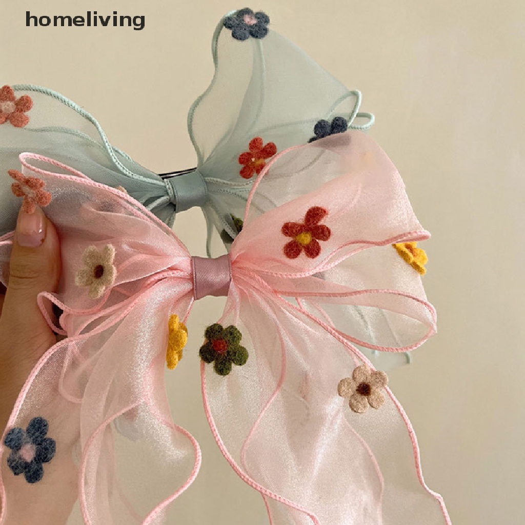 Kẹp Tóc Ruy Băng Dài Hình Bông Hoa Dễ Thương Thời Trang Xuân Hè Cho Bé Gái