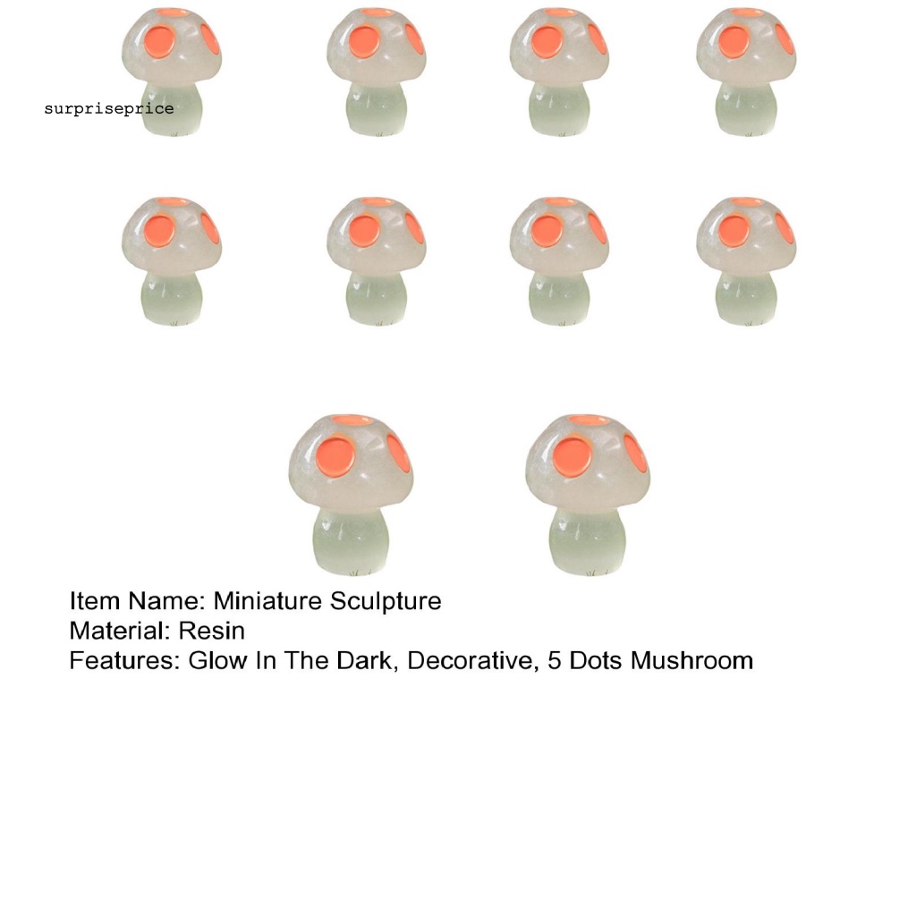 Bộ 10 Tượng Nấm Dạ Quang 5 Chấm Trang Trí Nội Thất