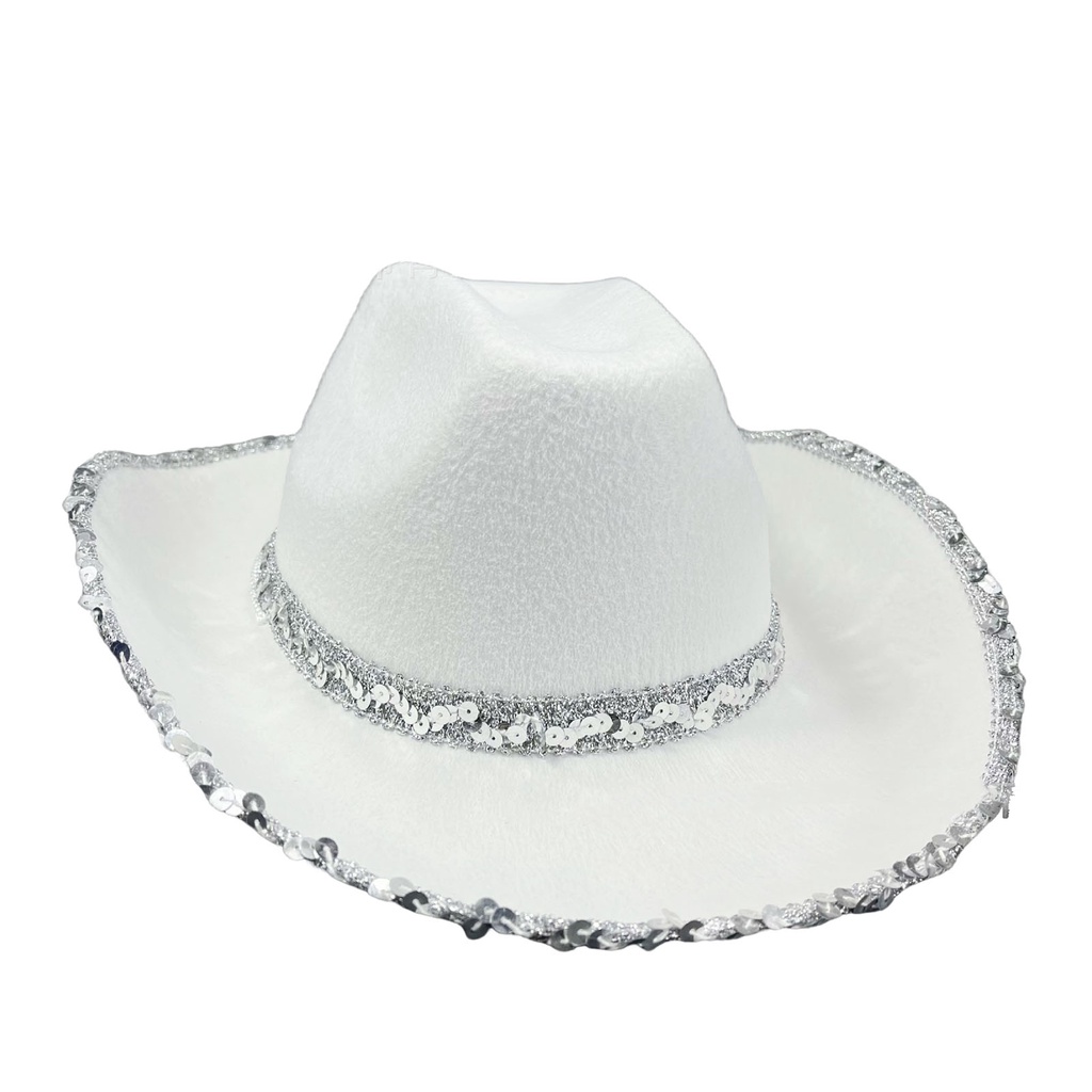 Lk- Mũ Cao Bồi Tây Rộng Vành Đính Kim Sa Màu Sắc Tương Phản Dùng Để Hóa Trang Tiệc Tùng Cho Nữ