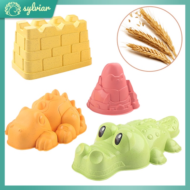 Bộ 4 Khuôn Nặn Cát Hình Khủng Long Vui Nhộn Cho Bé