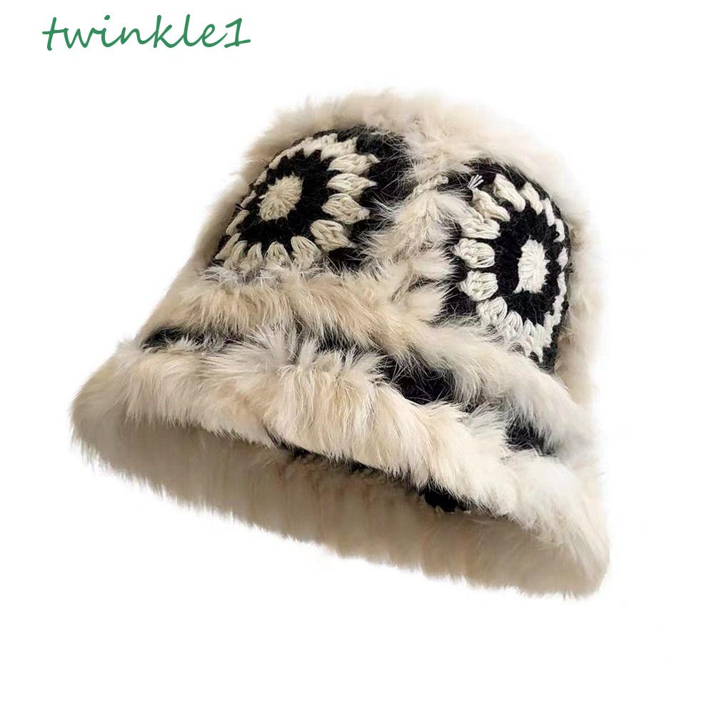 Mũ Bucket Dệt Kim Thêu Họa Tiết Đầu Hổ Bằng Lông Nhung Đơn Giản Di Động Bảo Vệ Tai Cho Nữ