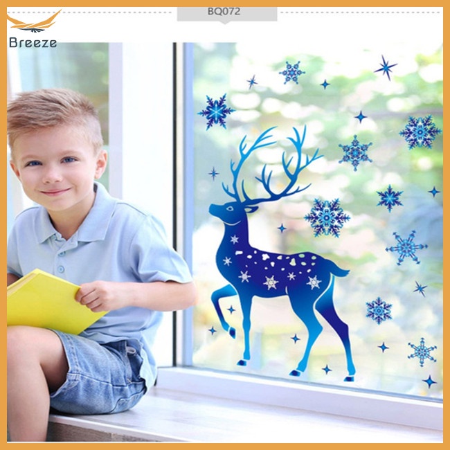 Miếng Dán Tĩnh Điện Họa Tiết Bông Tuyết Tuần Lộc Giáng Sinh Trang Trí Cửa Kính